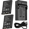 TQTHL 2000 mAh, 2 pezzi di ricambio NP-45 + caricatore compatibile con Olympus Li-40B Li-42B Nikon EN-EL10 Fuji NP-45 NP-45S Fujifilm INSTAX Mini 90 e FinePix XP50 XP60 J10 J15 J100 J110w T550 JX50 20