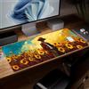 Generic Tappetino da scrivania in pelle con fiori, tappetino per mouse artistico colorato grande impermeabile per tastiera computer e mouse da gioco, protettore e copertura per desktop, decorativo in pelle PU