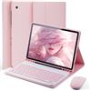 MicroTunk Cover Per Samsung Galaxy Tab A8 10.5 Pollici (2022) con Bluetooth Wireless Tastiera Ltaliano (QWERTY) Essere Caricata e Mouse Coperchio Protettivo con Scanalatura Portapenna Keyboard Case Rosa
