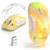 memzuoix Mouse Wireless LED - Mouse Ottico Ricaricabile 2.4G con Copertura Magnetica, Illuminazione RGB Morbida, 1400 DPI, Design Ergonomico Senza Fili con Ricevitore USB per Laptop, PC e MacBook