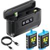 Palogreen Hero 12 Black Batteria 2000mAh con caricatore per Hero 12/11/10/9 Black, con display LCD, slot per schede TF, adatto a basse temperature, formato tascabile