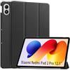 Wookfiss Custodia per Xiaomi Redmi Pad 2 Pro 12.1 Cover, Slim Stand Cover Protettiva Shell con Auto Svegliati/Sonno, Nero