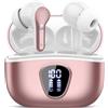BESNOOW Cuffie Bluetooth, Auricolari Bluetooth 5.4 con Stereo HiFi, Cuffie Wireless in Ear 4 Mic ENC Cancellazione Rumore, 40 Ore, LED Display, USB-C, IP7 Impermeabili Cuffiette Sport per iOS Android, OroRosa