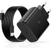 LumFocus Caricatore rapido USB C da 45 W per Samsung, con cavo di ricarica da 2 m, caricatore rapido di tipo C per Samsung Galaxy S26 S25 S24 S23 Ultra 5G A56, iPhone 17 16 15,45 W