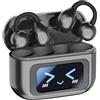 Weinsamkeit Cuffie open ear, clip on auricolari, clip on con suono impressionante, senza fili, Bluetooth 5.4 con touch screen intelligente, 60 ore Wireless Earbuds per fitness, corsa, ufficio (nero)