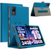 CONAPIKA Cover per DOOGEE U12, Ultra Sottile Folio Magnetico Custodia protettiva in PU pelle Cover Multi-Angolo Regolabili Supporto Caso con Porta Penna e Cinturino da Polso,Blu pavone