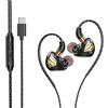 Trurovem Cuffie intrauricolari cablate con microfono, HiFi Deep Bass Gaming Earbuds per tipo C e jack da 3,5 mm, auricolari con isolamento acustico in metallo con per, nero, cavo da 1,2 m (nero Type-C