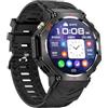 Lazmin112 Smartwatch, Con Posizione Gps, Gpt, Impermeabile Fino a 30 m, Torcia, Altoparlante e Microfono Integrati, Ricarica Magnetica, 100+ Modalità Sportive, Orologio Sportivo (BLACK)