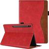 CASAFUNY Cover per Samsung Galaxy Tab S9+ Plus 12.4 2023 SM-X810/X816B/X818U Custodia Protettiva Case in Pelle PU con S Pen Holder Supporto e Slot per Scheda per Samsung Galaxy Tab S9 Plus, Rosso