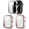 Generic Confezione da 3 custodie protettive rigide in policarbonato, compatibili con Apple Watch 40/41/42/44/45/46 mm, per iWatch Serie SE 4 5 6 7 8 10 11 (Serie 10/11 42 mm, sabbia rosa, rosa stella)