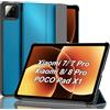 DLveer Custodia per Xiaomi Pad 7/ Xiaomi Pad 7 Pro 11.2 Pollici, Blu Pavone | Ultra Sottile Supporto Cover in Pelle, Funzione Auto Svegliati/Sonno, Cover per Xiaomi Pad 7/ Pad 7 Pro 11.2 Inch