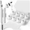 Generic Cuscinetti di ricambio in 4 misure compatibili con AirPods Pro e AirPods Pro 2, con scatola portatile e kit di pulizia, foro per la riduzione del rumore e schermo antipolvere denso (XS/S/M/L, bianco)