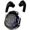 YYGGWL Impermeabili Earbuds Auricolare Bluetooth T8 TWS Cuffie ENC Trasparenti Auricolari Stereo Con Display Digitale Per Sport E Lavoro Cuffie da gioco(Black)