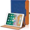 Oduio Custodia peri Pad 9,7'' 2018/2017 (6a/5a Generazione) / iPad Air 2/ Air 1 / iPad Pro 9,7 Pelle Tablet Case, Multi-Angli Supporto Pieghevole Cover Protettiva con Tasca, Auto Sveglia/Sonno - Blu