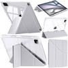 A-BEAUTY Custodia Compatibile con iPad Air 13 Pollici M4/M3/M2 (2026/2025/2024), iPad Pro 12.9 2022/2021/2020/2018 con Portapenne, Chiaro Antiurto, Supporto Pieghevole a Y 6 in 1, Grigio