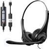 Voistek USB Cuffie con Microfono per PC, USB-C/A Leggeri On-Ear Headset con Microfono Cancellazione del Rumore per Call Center, Ufficio, Videoconferenze, Lavoro, Home Office, Corsi Online