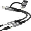 HOYULLI Adattatore da jack a Lightning USB C da 3,5 mm per iPhone 17, 16, 15, 14, 13 Pro Max, compatibile con Samsung, per Apple, iPad, cavo AUX audio DAC, cuffie, doppia porta di ricarica