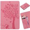 LEMORRY Cover per Samsung Galaxy Tab E 9.6/T560 Custodia Sbalzato Pelle Cuoio Flip Portafoglio Protettivo MagneticoSilicone TPU Cover Custodia per Galaxy Tab E 9.6, Fortunato Albero (Rose)