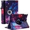 RLINGX Custodia per iPad Air 2/ Air 1/ iPad 9,7 Pollici 5/ 6a Generazione (2017/2018) - Custodia Girevole a 360 Gradi Multi-Angolo con Auto Sveglia/Sonno funzione (Color Galaxy)