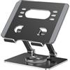 Generic Supporto per tablet con base girevole a 360° ispessita, supporto in alluminio regolabile a doppia asta per dispositivi da 5,8 a 12,9 pollici, nero