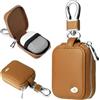Fofvccv Custodia per Auricolari Portatile in Cerniera, portachiavi - Brown | PU Pelle Box porta cuffie In-Ear per Auricolare e Piccoli Oggetti Portamonete Compatibile con AirPods 4 1 2 3 Pro