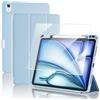 ProCase Cover con Pellicola Protettiva per iPad Air 11 Pollici M4 2026/M3 2025/M2 2029 con Portapenne, Custodia a tripla protezione per,Auto Sleep/Wake -Blu