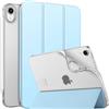 MoKo Cover per iPad mini 7a(A17 Pro)/6a 8,3 pollici 2024/2021, Cielo Blu | iPad Cover in TPU e Pelle PU Semi-Trasparente Sostegno Supporto Sottile con Morbido TPU Cover con Auto Svegliati/Sonno