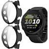 GIOPUEY Cover Compatibile con Garmin Forerunner 170 Music, [2 Pezzi] Pellicola Protettiva Vetro + Cornice in Plastica Rigida Custodia - Black+Black
