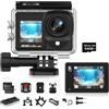 TIMNUT Action Cam 4K 60FPS Dual Screen, Fotocamera Subacquea 40M WiFi 48MP Touchscreen, EIS Telecamera Sportiva Stabilizzata con Zoom 8X, 2 Batterie 1350mAh per Moto Ciclismo Sci
