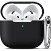 Generic Custodia per AirPods 4 2024, custodia protettiva in morbido silicone per Apple AirPods di 4a generazione, per donne e uomini, custodia per AirPod 4, accessori con portachiavi, nero