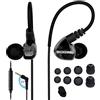 MOXKING Earbud Headphones Wired Over Ear In Ear Headwear Noise Isolation Waterproof Earbuds Enhanced Bass Stereo Earphones with Microphone and Remote for Running Jogging Gym (Black)