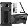 Aroepurt Custodia per Asus ROG Phone 6 Cover Custodia Case Ibrida [Con protezione dello schermo in vetro temperato] [supporto magnetico pieghevole] [resistente alle impronte digitali smerigliato] Nero
