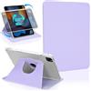 Koze Custodia Rotante per iPad Pro 11 pollici 2022/2021/2020/2018 (4a/3a/2a/1a generazione) con portapenne, Cover Girevole a 360 Gradi Supporto Retro in Acrilico Trasparente Antiurto, Viola Lilla