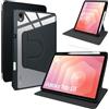 Lemxiee Cover per Samsung Galaxy Tab S12 & Tab S11 11 Case per supporto rotante & Slot per penna Custodia in pelle PU + Acrilico trasparente