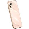 RankOne La Custodia del Telefono è Adatta per Xiaomi MI 12 Lite (6.55 Inches), Case per Cellulare in Silicone con Telaio Galvanico - Rosa
