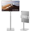 tounee Monitor portatile e supporto per tablet, capacità di carico 2kg, altezza regolabile fino a18,11, ideale per dispositivi da4,7 a16 (monitor portatili da15,6, iPad, iPhone, Kindle)-Bianco
