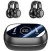 SHOP-STORY - HEADFIT_N: Auricolari Bluetooth senza fili con clip per l'orecchio con custodia di ricarica e display digitale nero