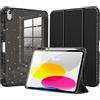 MoKo Brillante Cover per iPad (A16) 11/ 10a Gen. 10,9, Nero | Cover Protettiva PU-Leder Dreifach Falt Klapp Schutzhülle Con Portapenne Supporto Glitterata con Trasparente Brillante