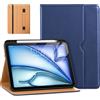 DTTO - Cover per iPad Air 11 M3/M2 (2025/2024), iPad Air 5a/4a generazione (2022/2020), a portafoglio, in pelle di alta qualità, con supporto per matita, spegnimento automatico, blu navy