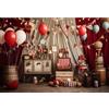 YongFoto 2,5x1,8m Circo Sfondo di Carnevale Circo Giocattoli Palloncino Interni Favole Vintage Sfondo fotografico Bambini Compleanno Tema del circo Festa in costume Palcoscenico Studio Fotografico