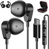 APETOO Cuffie USB C per iPhone Air 17 16 Pro Max 15 Plus iPad, Samsung S25/S24/S23/S22/S21 HiFi Stereo USB-C Wired Earbuds con microfono Controllo del volume Auricolari di tipo C per Pixel/OnePlus