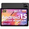 Hasskya Tablet Android 15 da 10 Pollici, 2026 Tablet più Recenti,18 GB di RAM,128 ROM,1 TB Espandibile, Tablet Qcta-Core Compatibile con Widevine L1 con WiFi 5, 6000 mAh, CPU T30, (5 MP+8 MP)