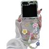 SCJLSDA Custodia per Samsung Galaxy Z Flip 5, motivo floreale 3D, motivo Kawaii, custodia protettiva con cinturino da donna (Samsung Galaxy Z Flip 5)
