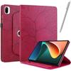 NETANY Rotating Custodia per Xiaomi Pad 5 / Pad 5 Pro, con penna PU Pelle Flip Cover, con portapenne Supporto Rotazione 360 Protettiva Cover [Auto Sveglia/Sonno] - Rosso