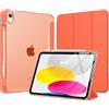 MoKo Custodia per iPad (A16) 11a Generazione 11 Pollici 2025, iPad 10a Generazione 10,9 2022 con Portapenna, iPad 10a Gen Cover Trifold Sottile Leggera con Retro PC Rigido Traslucido, Arancione
