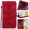 Rosbtib Custodia per Google Pixel 8 5G 6.2 Pollici 2023 Cover in Pelle con Slot per Schede Custodia per Cellulare con Funzione di Supporto Flip Cover Google Pixel 8 - Gigli Rosso