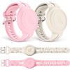 Générique 2pcs Impermeabile Radium intagliato Farfalla per braccialetto Airtag,Arte Classica Regolabile Nascosto per Apple AirTag Holder Soft Silicone Case Anti-Perdita GPS Tracker Bracciale Rosa+Bianco Riso