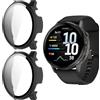 GIOPUEY Cover Compatibile con Garmin Venu 4 45mm, [2 Pezzi] Pellicola Protettiva Vetro + Cornice in Plastica Rigida Custodia - Black+Black