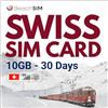 BeachSIM Solo-Dati SIM Svizzera 30 Giorni | 10GB Dati 4G/5G ad Alta Velocità | Nessuna Registrazione dell'Identità | Attivazione Rapida Online | Compatibile con Dispositivi iOS e Android Sbloccati