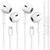 SGRLRT 2 Pack Cuffie USB C per iPhone 17 16 15 Pro Max, Hi-Fi Stereo USB C Auricolari con filo, In-Ear Cuffie Type C con Microfono per Galaxy S25 Ultra S24 S23 S22 S21 S20 A54, Google Pixel 8 9 6A, Bianco
